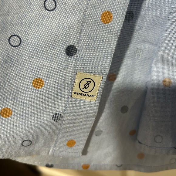 7 Diamonds Premium Short Sleeve Blue Polka Dot Shirt Cuff Sleeve Mens Large - Picture 4 of 7